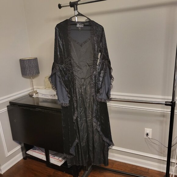Eternal NYC Vintage Victorian Inspired Gothic Gown Black Velvet Dress Size Large - Picture 6 of 9